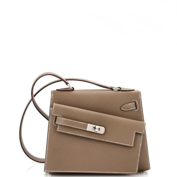Hermes Kelly Sellier en Desordre Bag Grey Epsom with Palladium Hardware 20 Gray - Picture 1 of 9